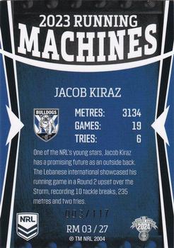 2024 NRL Traders Titanium - Running Machines #RM03 Jacob Kiraz Back